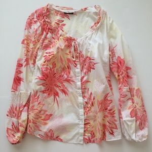 Floral Ruffle Neck Blouse